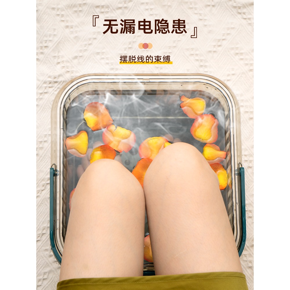 手提泡腳桶過小腿家用洗腳盆保溫加厚過膝足浴桶按摩養生桶泡腳盆-細節圖2