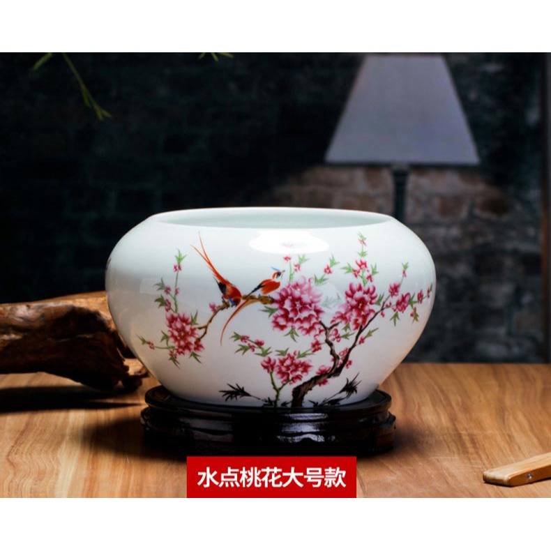 景德鎮陶瓷器青花金魚缸睡蓮碗蓮烏龜缸養魚盆筆洗客廳桌面擺件-細節圖7