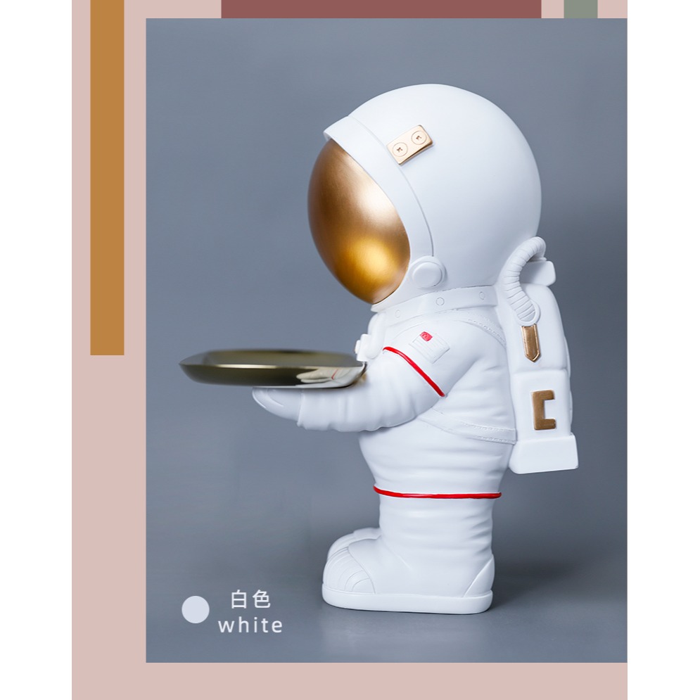太空人宇航員擺件鑰匙收納桌面玄關雕塑禮物臥室小夜燈裝飾託盤-細節圖10