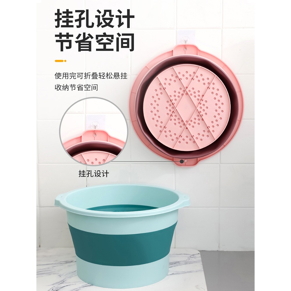 可折疊足浴盆泡腳桶便攜家用塑料按摩洗腳盆過小腿桶大人泡腳盆子-細節圖4