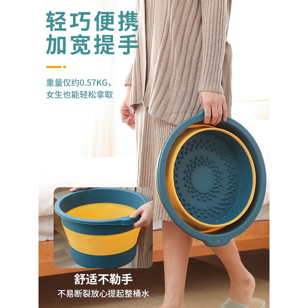 可折疊足浴盆泡腳桶便攜家用塑料按摩洗腳盆過小腿桶大人泡腳盆子-細節圖5