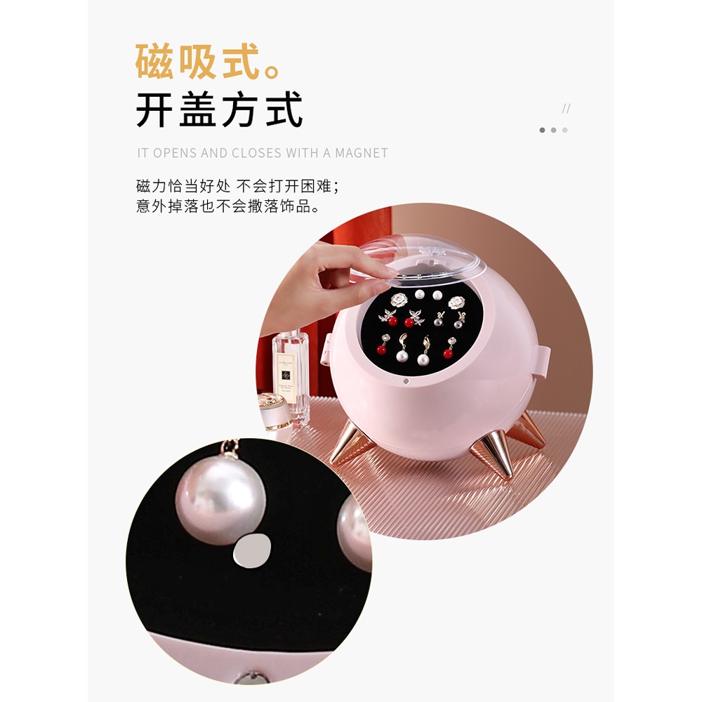 首飾收納盒耳環耳釘耳飾項鏈發夾戒指多功能珠寶箱小飾品整理盒子-細節圖2