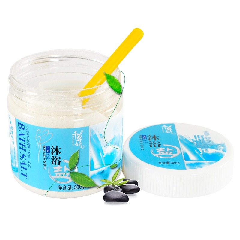 千草妍牛奶沐浴鹽去角質去皮後背泡泡鹽浴嫩洗澡鹽白全身玫瑰鹽-細節圖4