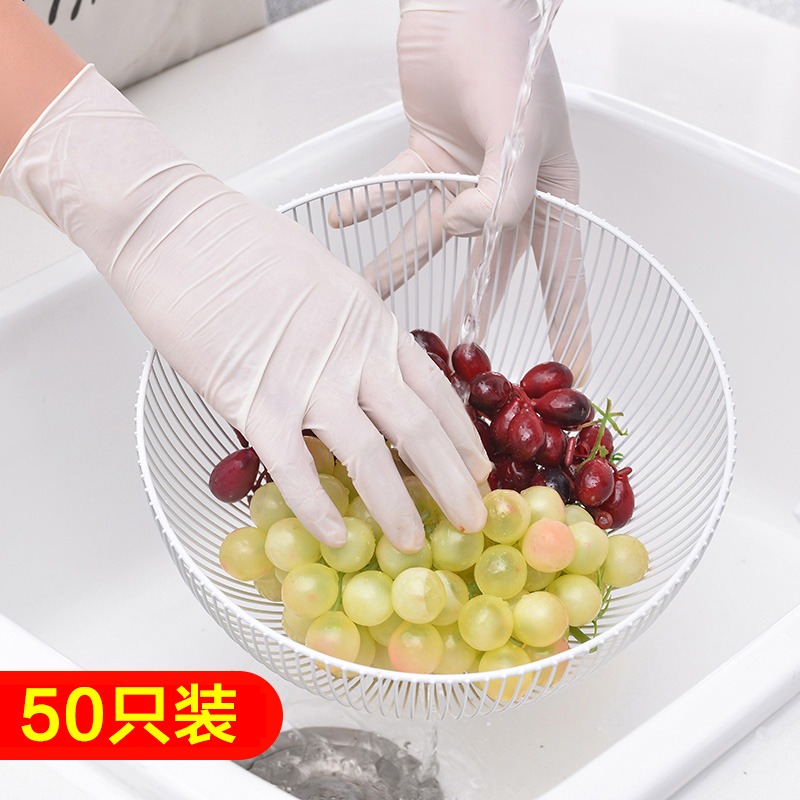 一次性手套50只洗碗女家務廚房耐用洗衣貼手防水乳膠加厚做飯手套-細節圖2