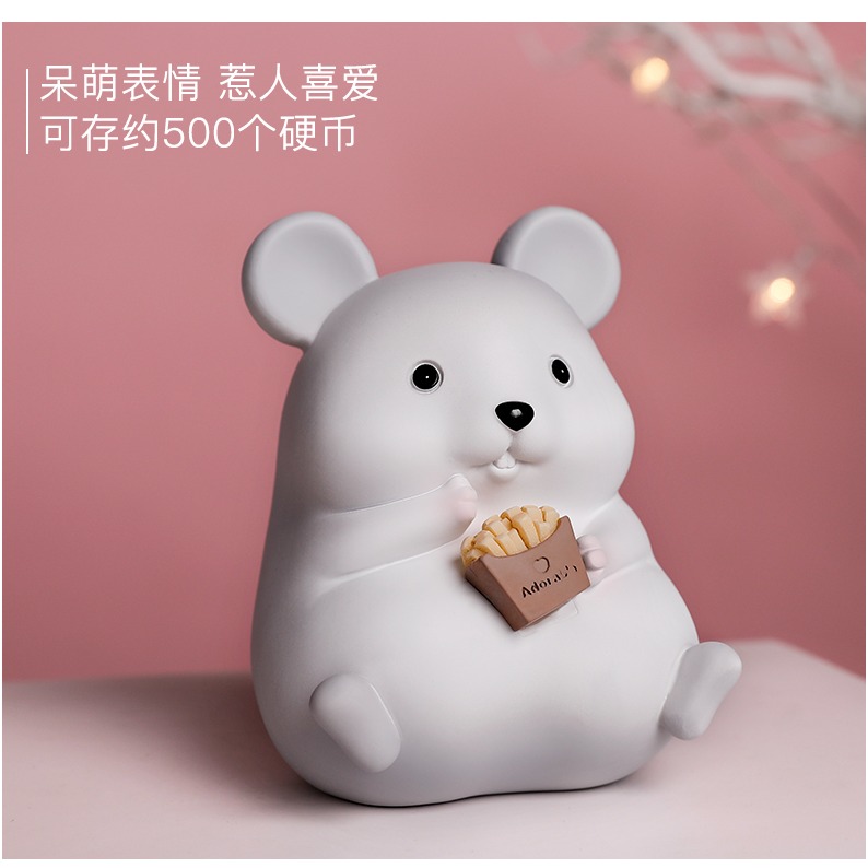 貪喫鼠存錢罐擺件少女心家居可愛潮流桌面生肖鼠年禮物小飾品新年-細節圖9