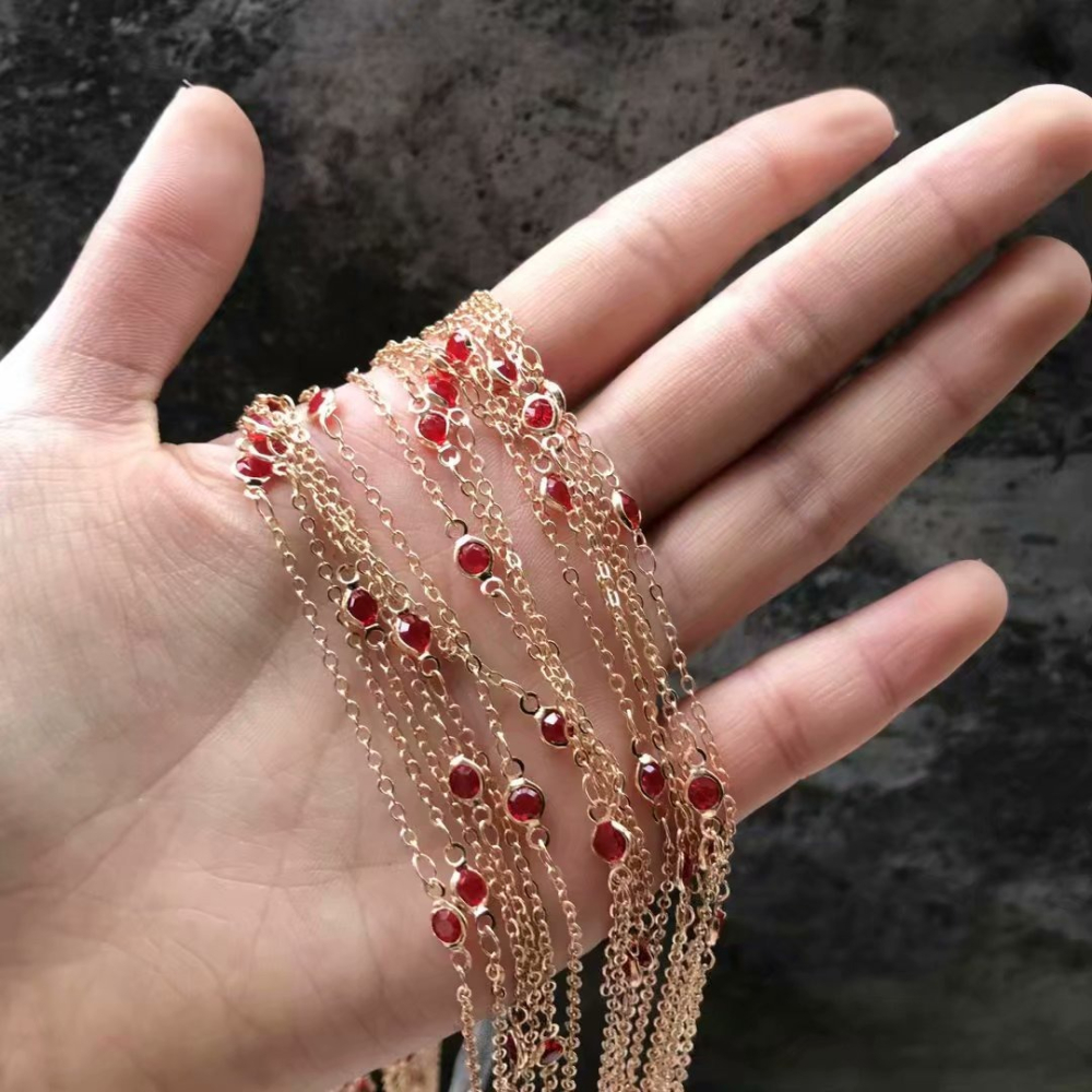 銅鍍金保色鏈條 鋯石鏈條 diy流蘇步搖 項鏈飾品材料配件-細節圖9