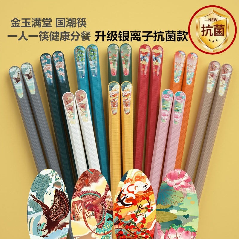 七克拉筷子不發黴一人一筷家庭防滑防黴網紅家用合金快子新款包郵-細節圖9
