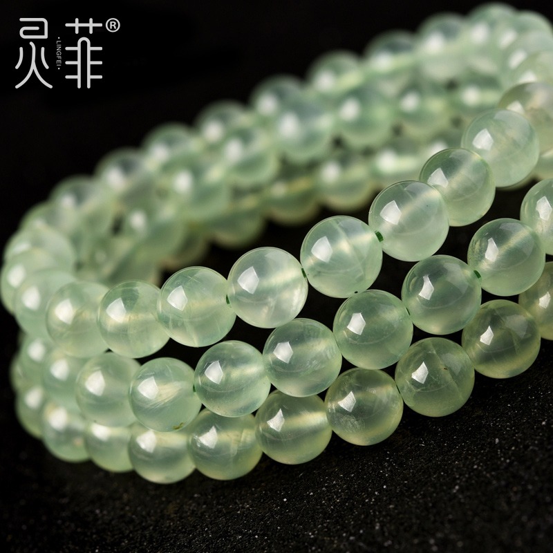天然冰種葡萄石手鏈女6-10mm冰糯葡萄晶原石單圈綠色水晶手串飾品-細節圖5