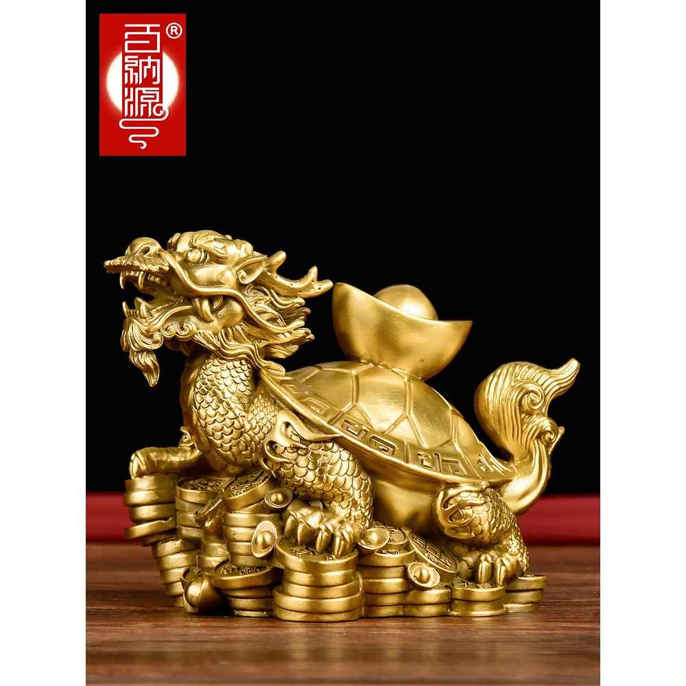 百納源龍龜純銅八卦金錢龜銅母子龍頭龜大神獸銅制辦公室龍龜擺件-細節圖3