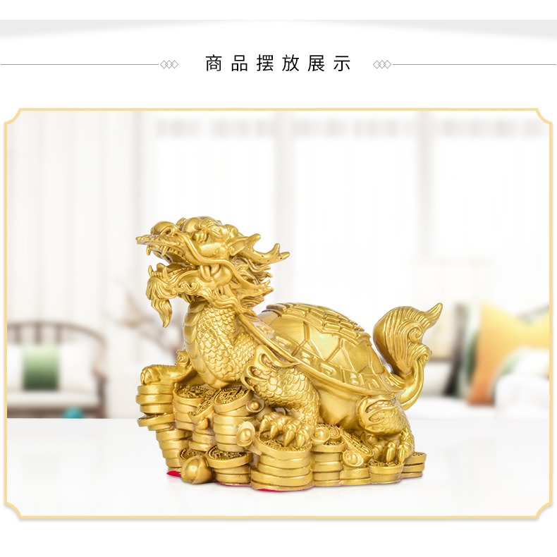 百納源龍龜純銅八卦金錢龜銅母子龍頭龜大神獸銅制辦公室龍龜擺件-細節圖10