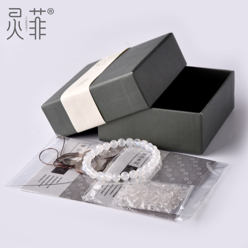 冰種藍月光石手鏈斯里蘭卡白月光石奶油體月亮石拉長石單圈手串女-細節圖5