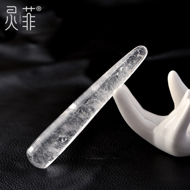 天然粉晶專業刮痧按摩棒工具面部眼部點穴棒拔筋棒全身通用儀器女-細節圖2