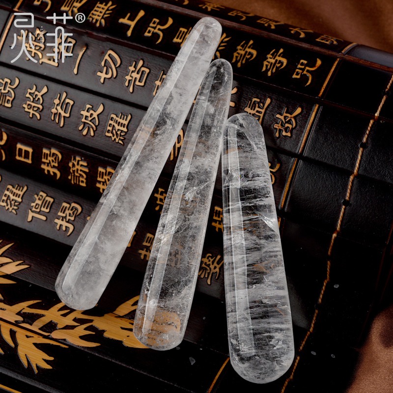 天然粉晶專業刮痧按摩棒工具面部眼部點穴棒拔筋棒全身通用儀器女-細節圖5