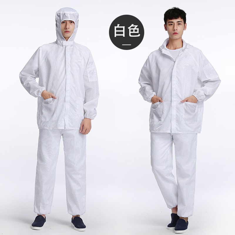 防靜電服無塵服工作服藍色粉白色短款翻領上衣分體女大褂男-細節圖5