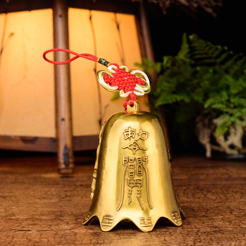 百納源 銅鈴鐺掛件黃銅風鈴掛飾八角銅鐘門飾八卦銅鈴家居工藝品-細節圖9