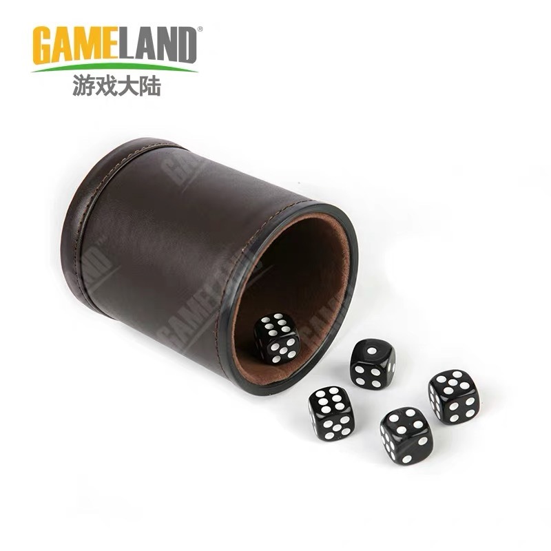 天鵝絨內襯消音銀灰色PU皮骰盅 送5顆環保亞克力骰子篩盅色盅-細節圖2