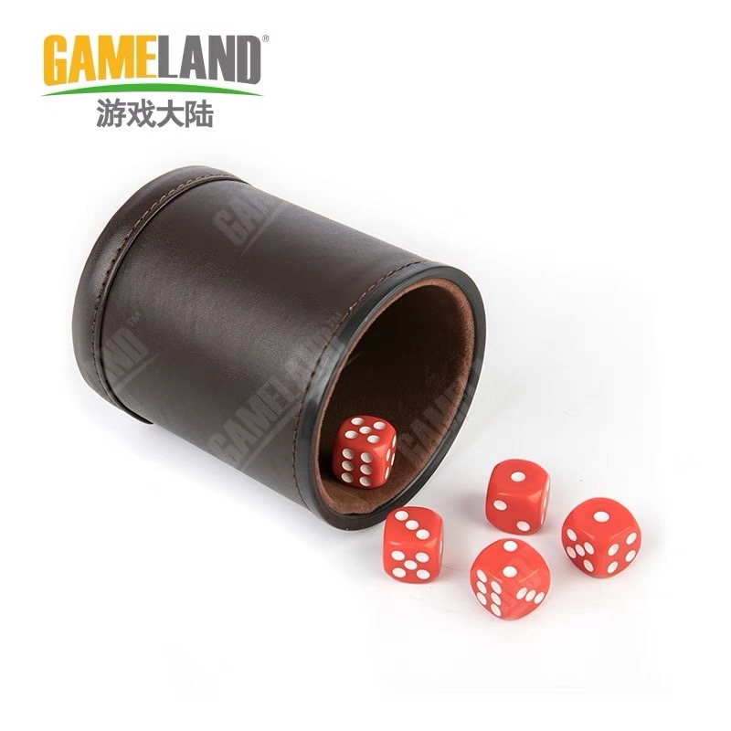 天鵝絨內襯消音銀灰色PU皮骰盅 送5顆環保亞克力骰子篩盅色盅-細節圖5