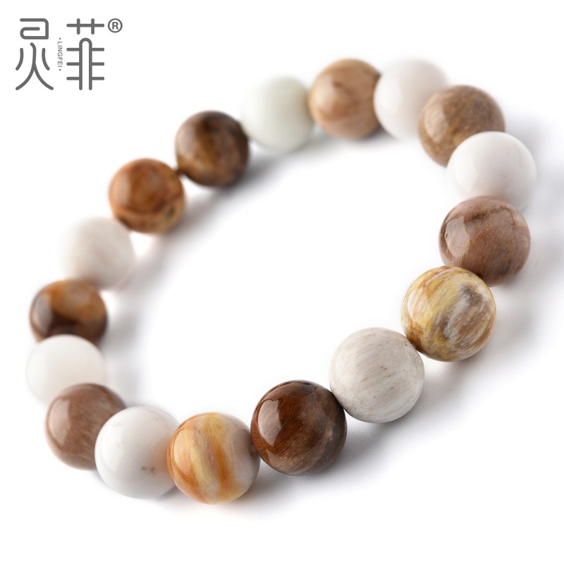 天然木化石手鏈7-15mm樹木化石樹化石木變石原石單圈水晶手串男女-細節圖2