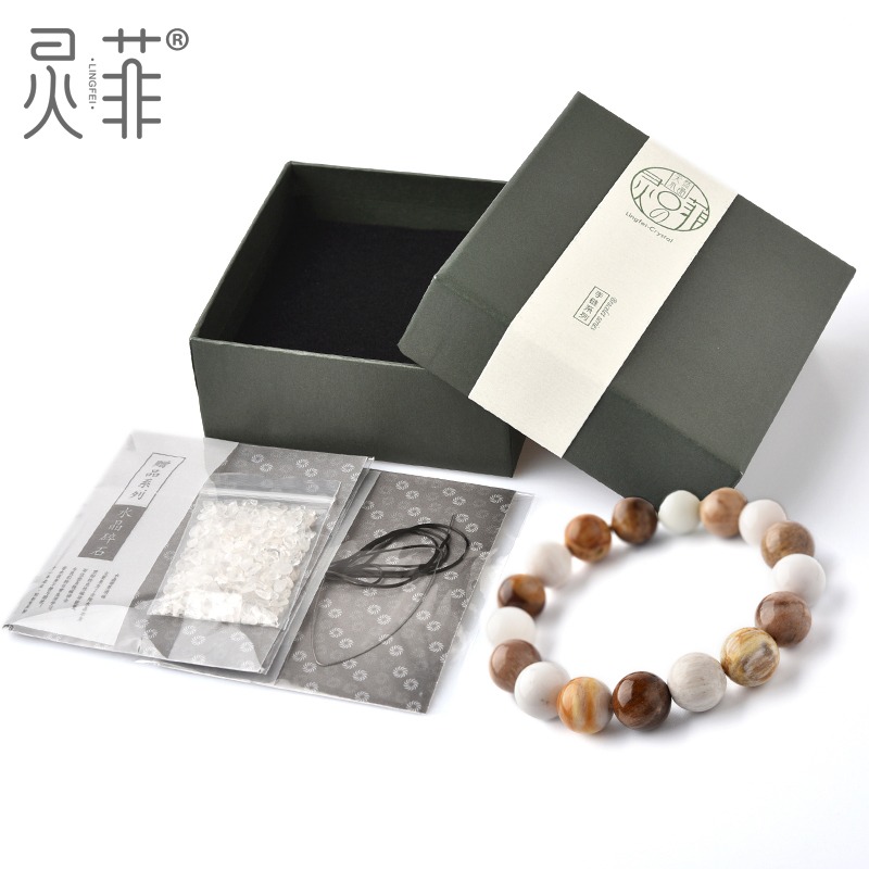 天然木化石手鏈7-15mm樹木化石樹化石木變石原石單圈水晶手串男女-細節圖5