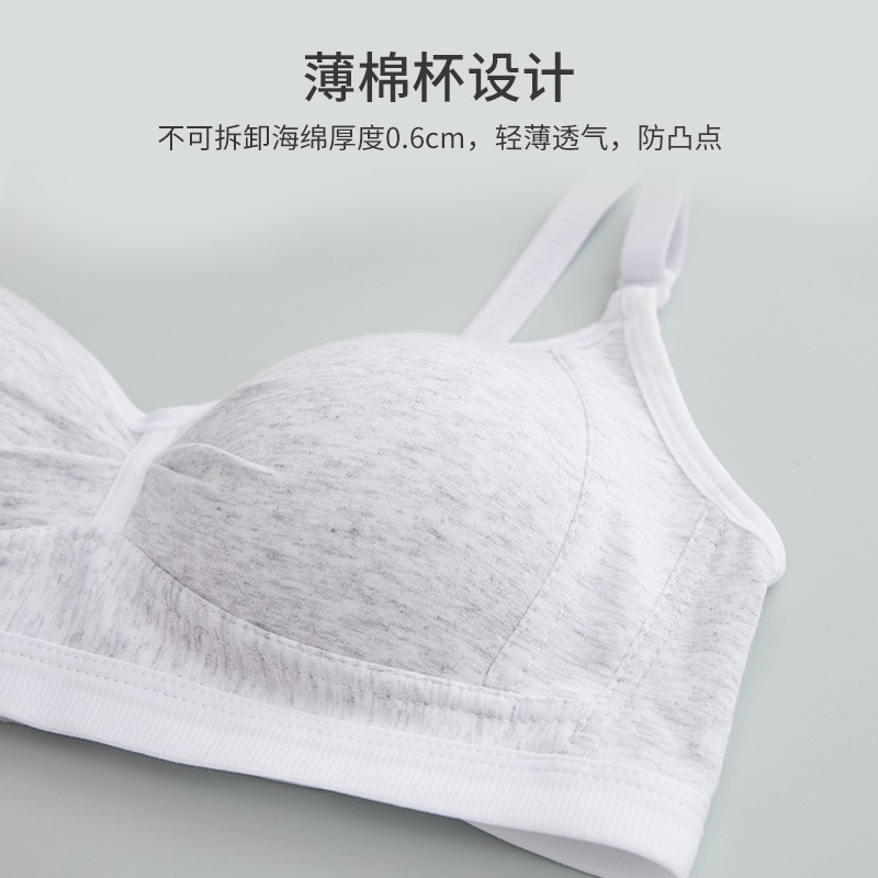 內衣女無鋼圈大學生高中少女純棉薄款文胸18-24周歲小胸聚攏胸罩-細節圖2