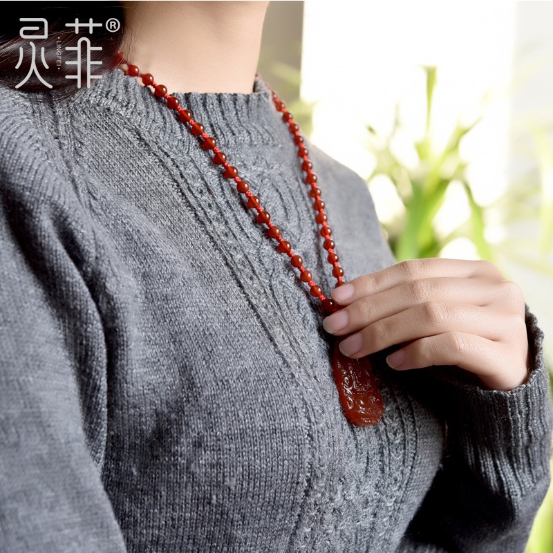 紅瑪瑙本命佛吊墜千手觀音普賢文殊大勢至菩薩虎年本命年項鏈男女-細節圖5