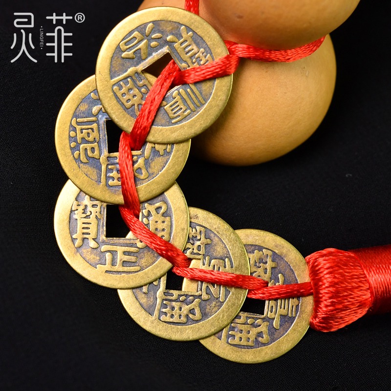 葫蘆五帝錢門對門化解掛件吉祥中國結家用解決大橫梁壓頂門上鄰居-細節圖4
