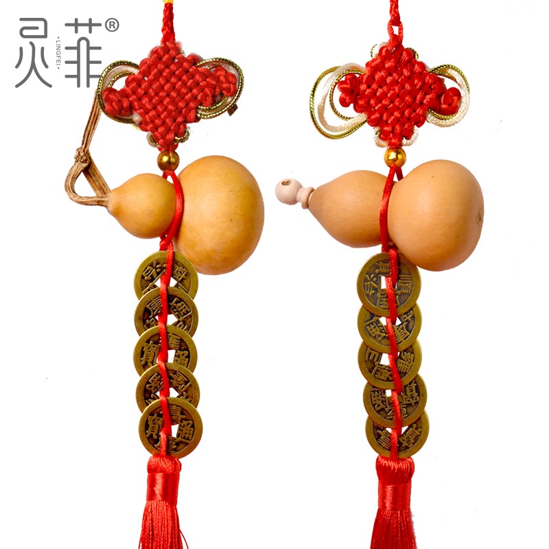 葫蘆五帝錢門對門化解掛件吉祥中國結家用解決大橫梁壓頂門上鄰居-細節圖5