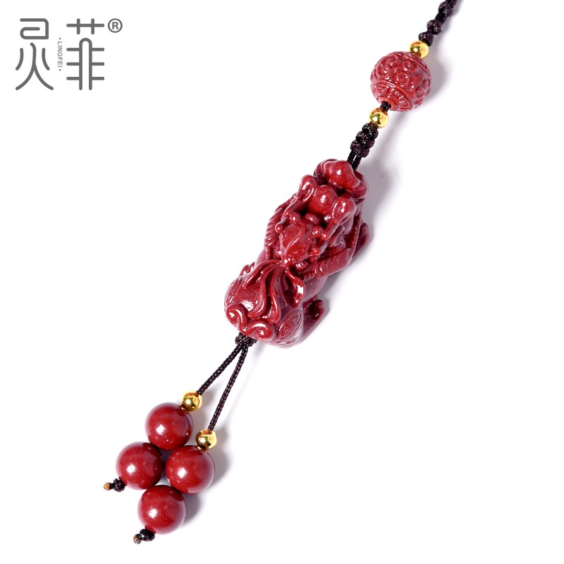 天然硃砂鑰匙扣手機掛件貔貅平安扣屬虎本命虎年紅色吊墜飾品男女-細節圖4