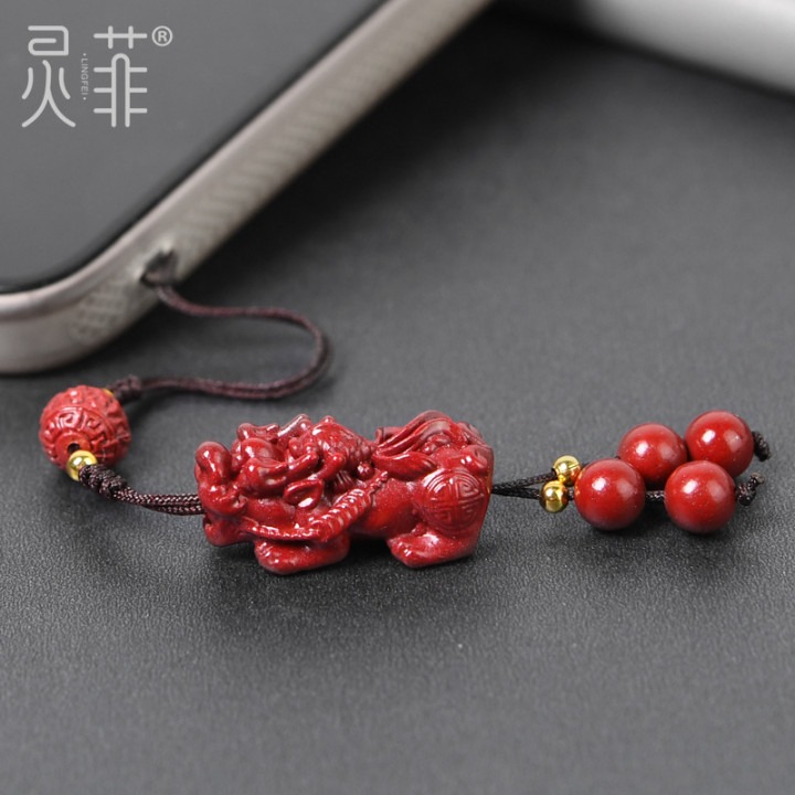天然硃砂鑰匙扣手機掛件貔貅平安扣屬虎本命虎年紅色吊墜飾品男女-細節圖5