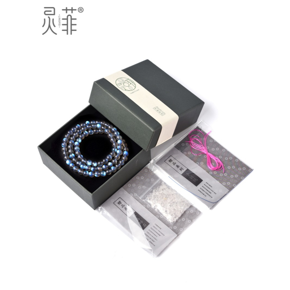 天然冰種灰月光石多圈手鏈全藍光超強光感斯里蘭卡月亮石手串女款-細節圖5