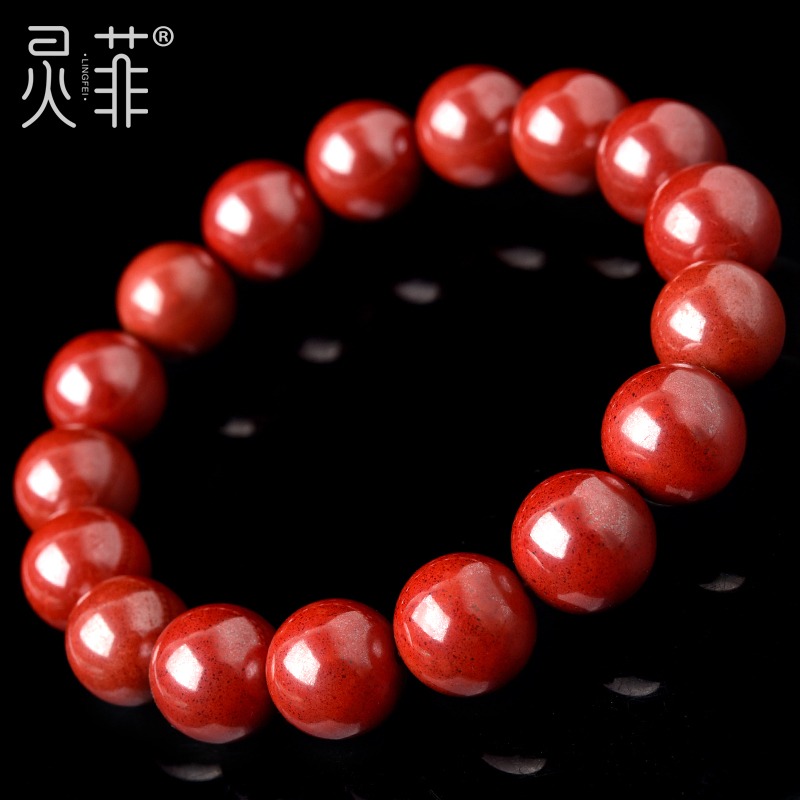 天然帝王砂手串正品官方旗艦店硃砂原礦原石本命虎年紅手鏈男女-細節圖2