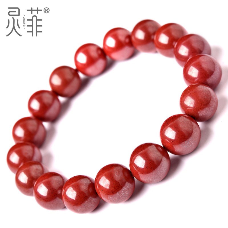天然帝王砂手串正品官方旗艦店硃砂原礦原石本命虎年紅手鏈男女-細節圖4