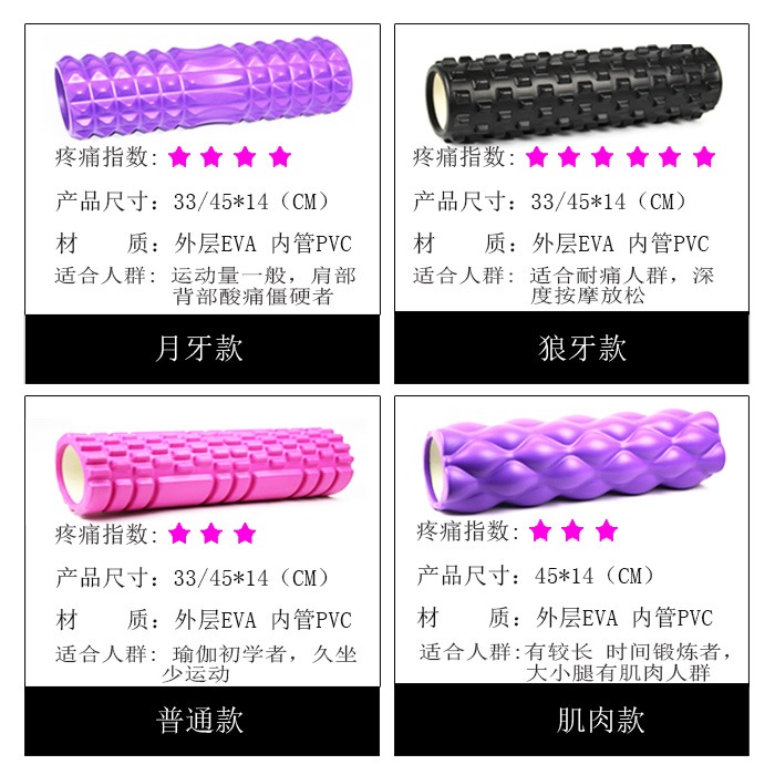 健身泡沫軸肌肉放鬆筋膜瘦腿瑜伽柱狼牙棒按摩滾軸初學者瑯琊滾輪-細節圖4