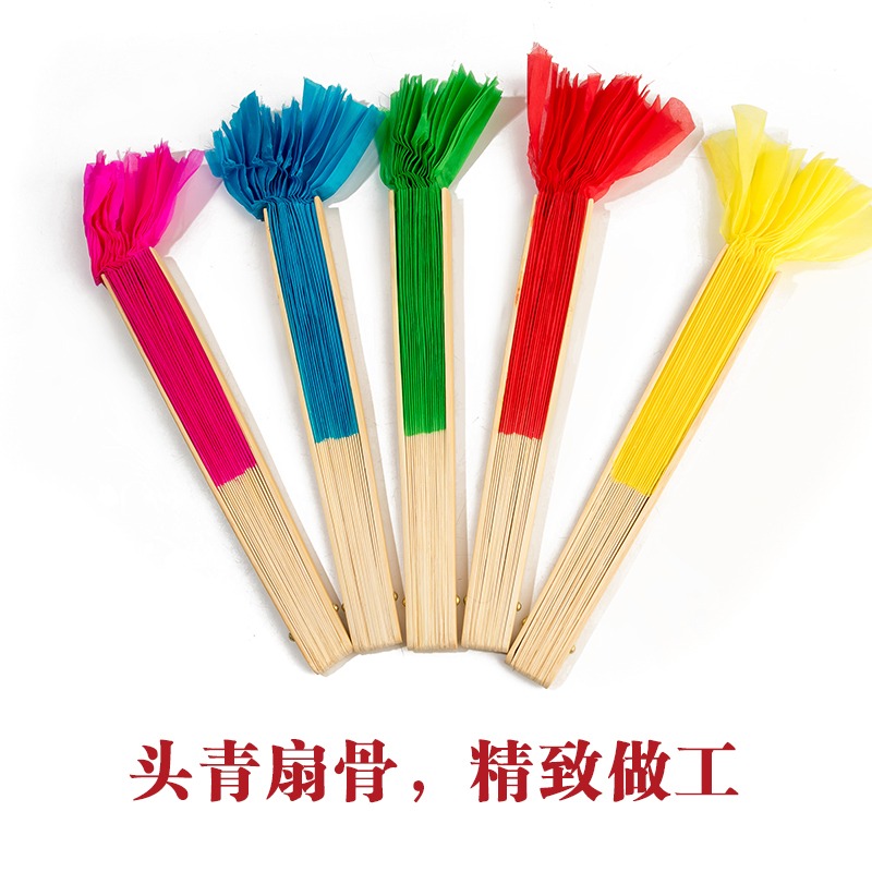 8寸真絲榮昌扇子跳舞兒童專用舞蹈扇膠州雲南花鼓燈扇練功小紅扇-細節圖3