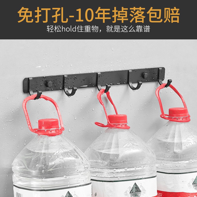 掛鉤免打孔強力粘膠壁掛勾門後排鉤衛生間廁所浴室衣帽粘鉤太空鋁-細節圖3