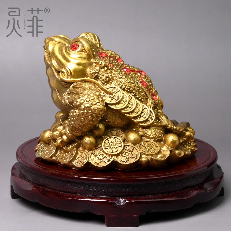 年三足金蟾純銅擺件蟾蜍三腳金蟾吉祥物家用客廳工藝品辦公室-細節圖4