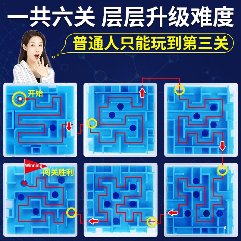抖音網紅兒童立體迷宮玩具走珠最強大腦開發智力兒童3d迷宮球魔方-細節圖2