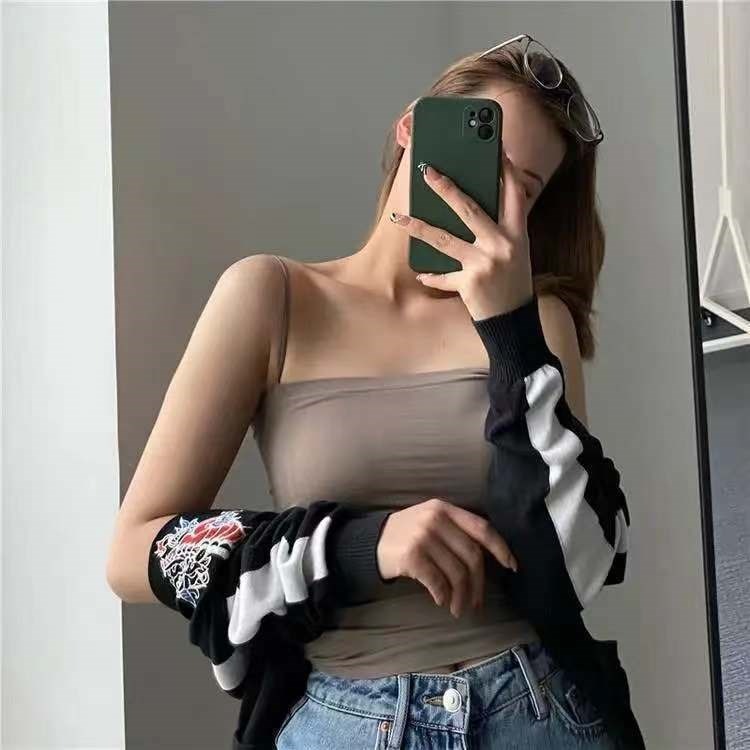 純色吊帶背心女外穿內搭一體帶胸墊顯瘦少女內衣打底抹胸上衣女-細節圖3