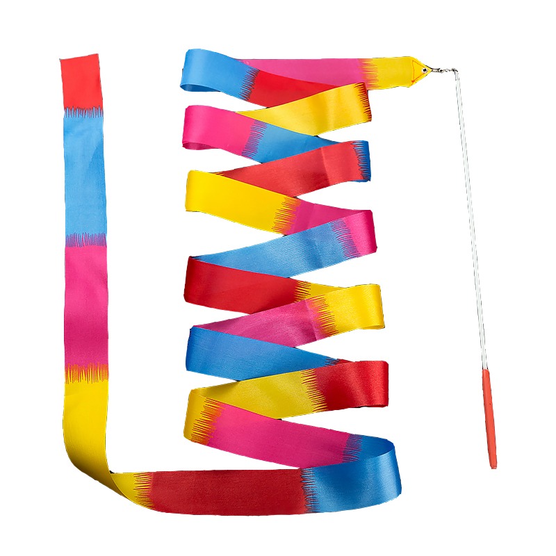 舞蹈彩帶幼兒園彩色成人體操演出道具跳舞絲帶兒童飄帶七彩綢帶-細節圖5