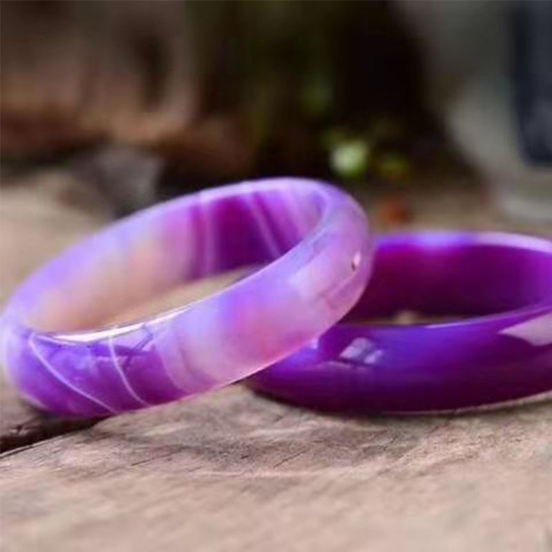 正品天然冰種瑪瑙手鐲紫羅蘭玉髓女款鐲子巴西瑪瑙精美節日禮物-細節圖3