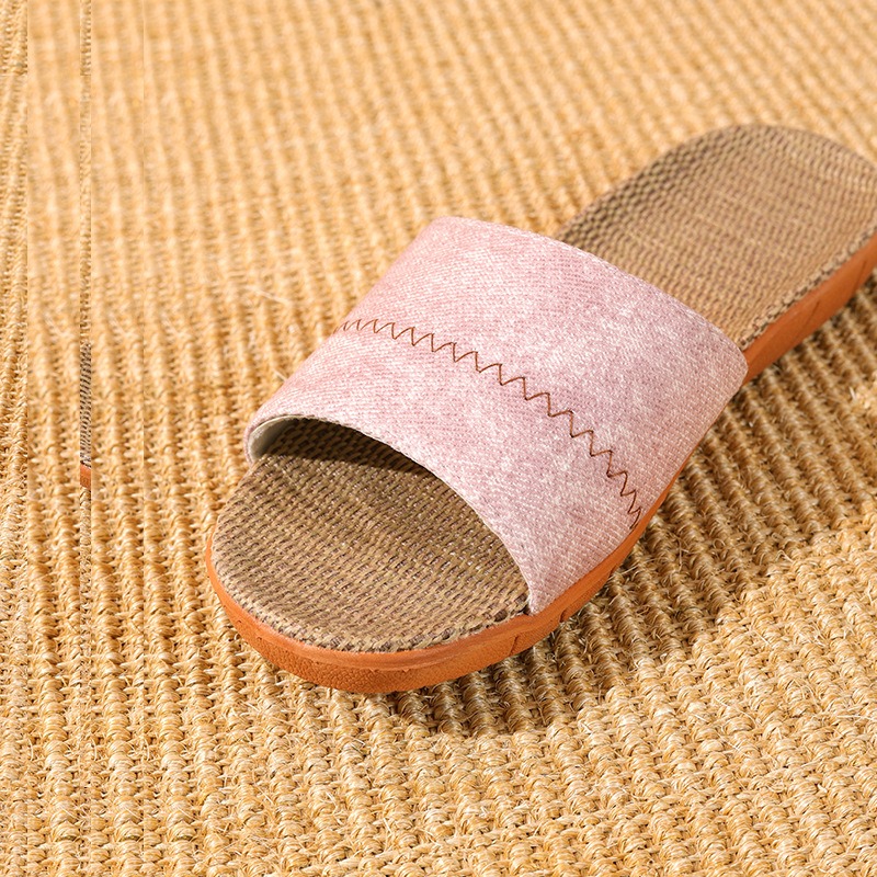 家用布藝日式亞麻拖鞋女夏季休閑簡約室內防滑可外穿情侶家居一對-細節圖2