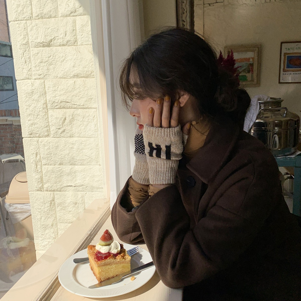 韓版新款學生保暖禦寒騎車英語針織可愛手套冬天女露指-細節圖3