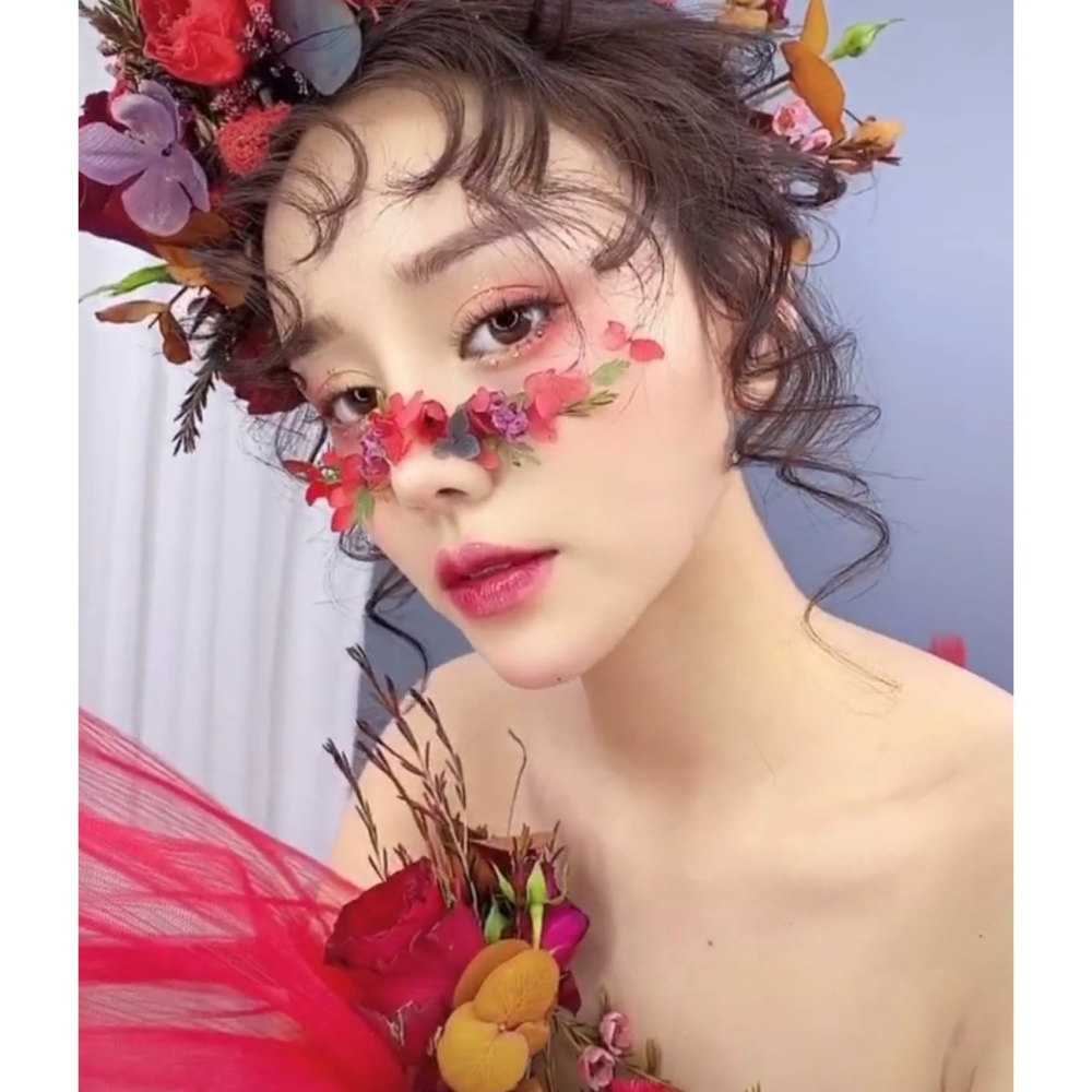 臉部貼花化妝乾花貼臉飾品花瓣妝容拍照影樓寫真仙女妝-細節圖3