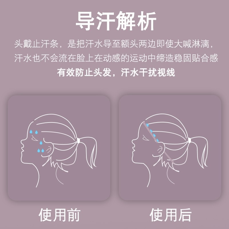 瑜伽發帶女男導汗帶吸汗運動頭帶健身房跑步頭巾短發束發止汗潮款-細節圖5