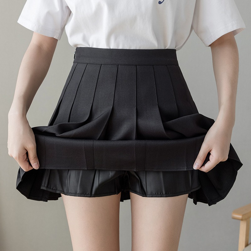 黑色jk百褶裙女夏季2022新款時尚a字半身裙防走光顯瘦高腰短裙褲-細節圖7