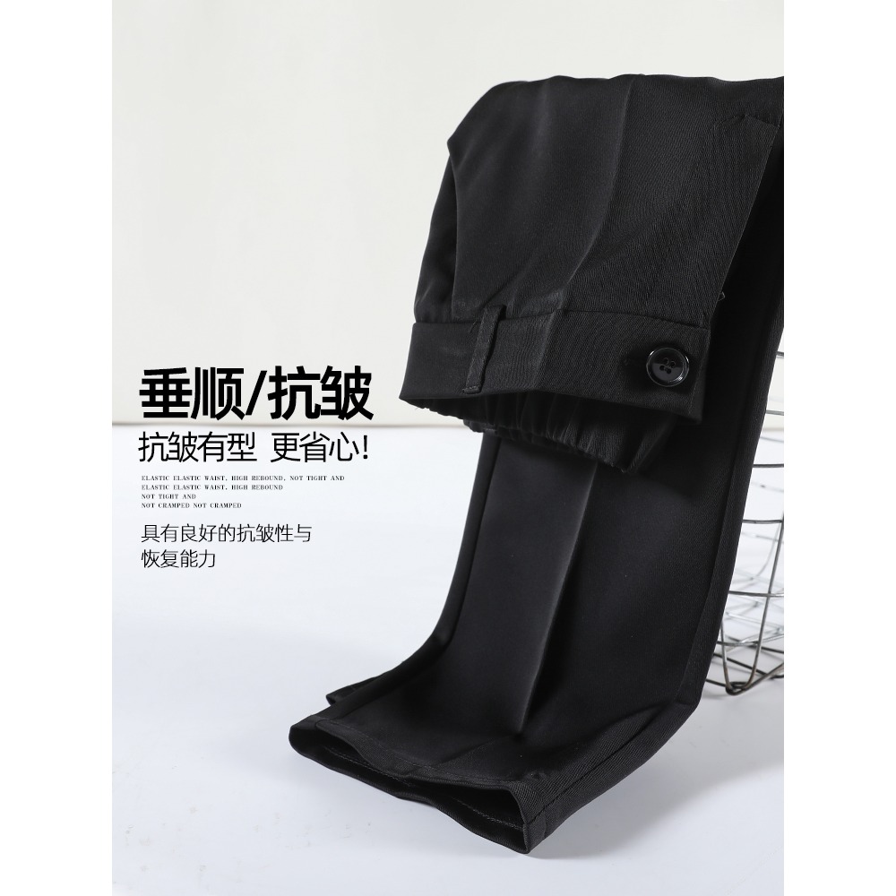 黑色職業西裝褲女夏季薄款直筒寬松休閑西褲垂感小個子八分煙管褲-細節圖5