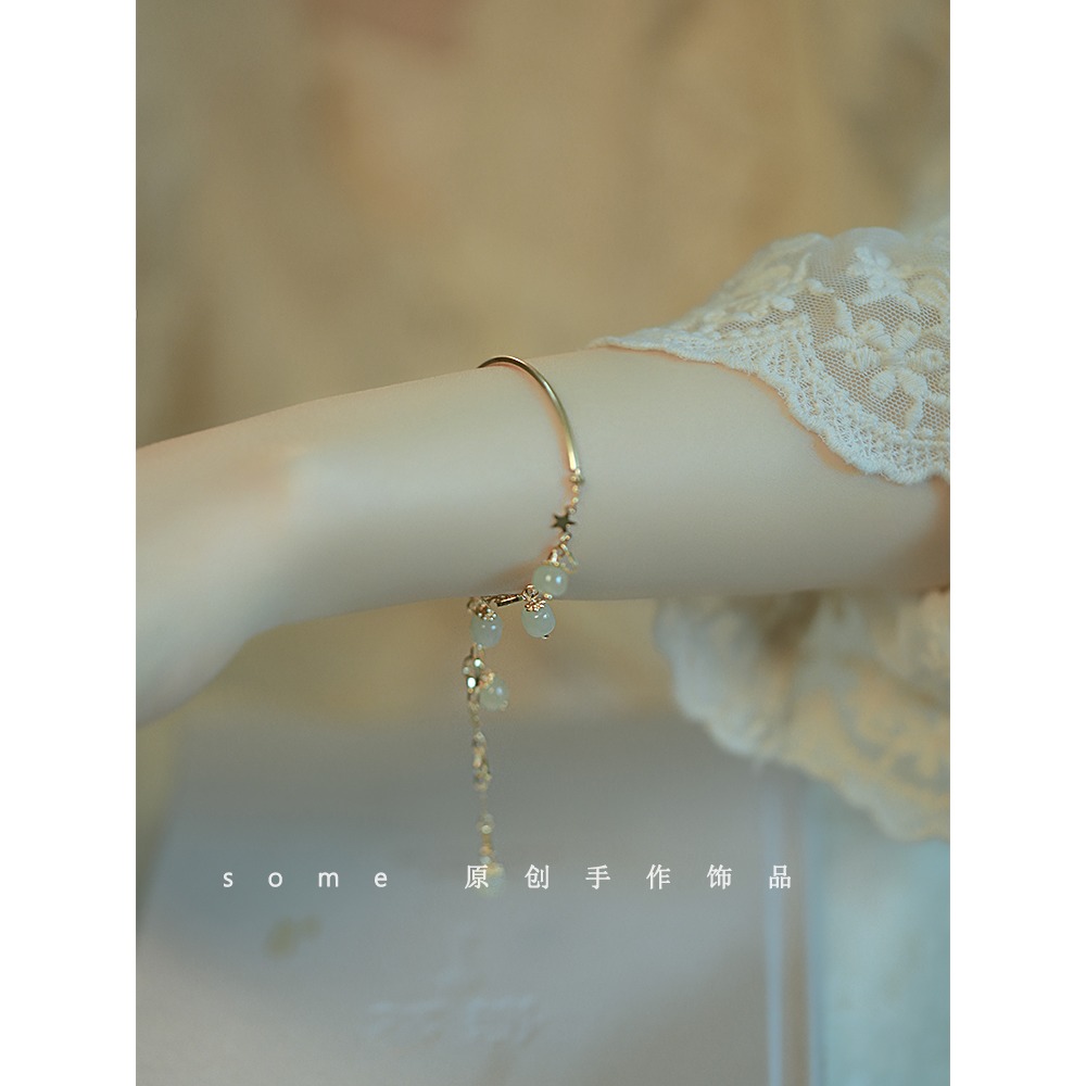 流光*和田玉手鏈女高級設計感ins小眾仙氣可調節閨蜜送禮-細節圖4