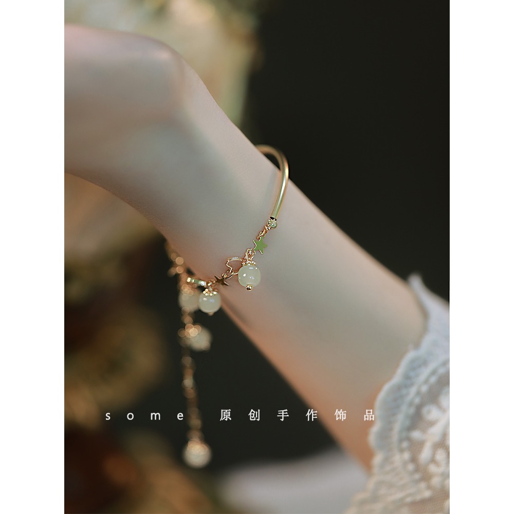 流光*和田玉手鏈女高級設計感ins小眾仙氣可調節閨蜜送禮-細節圖6