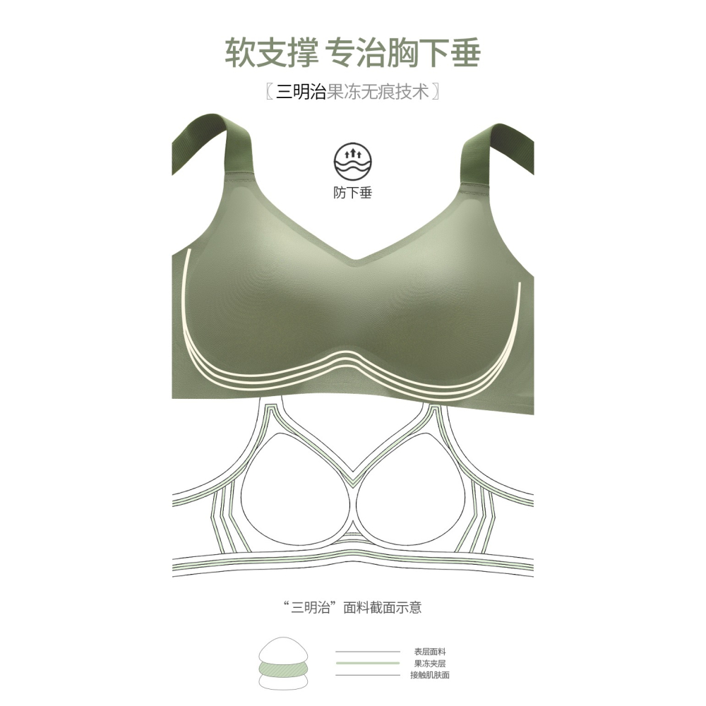無痕內衣女聚攏小胸收副乳大胸顯小防滑防下垂運動文胸罩夏季薄款-細節圖7