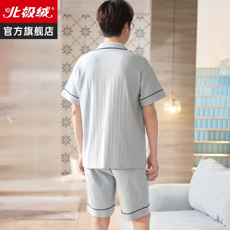 睡衣男士夏季純棉大碼寬松短袖薄款休閑可外穿家居服兩件套裝-細節圖5